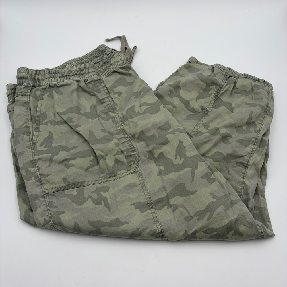 Lane Bryant Camo Cotton Linen Blend Jogger Pants Green Plus Size 26/28